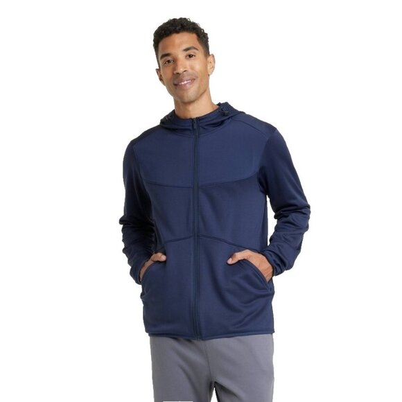 All In Motion Dark Blue Fleece Lined Full Zip Hooded Sweatshirt -  Small 34/36 - Picture 4 of 7